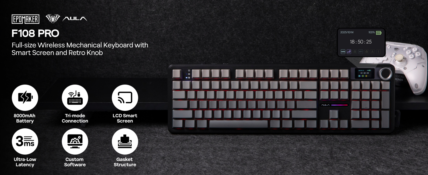 Amazon | EPOMAKER X Aula F108 PRO ワイヤレスゲーミングキーボード